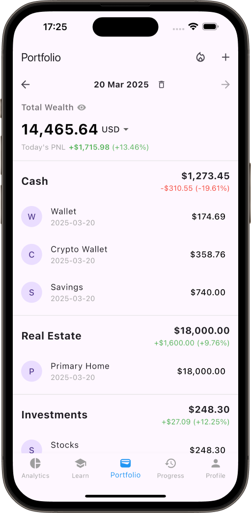 WealthyMe App Screenshot 1
